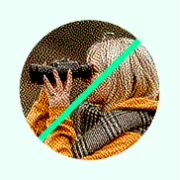 image of a woman looking through binoculars embedded in branding elements for eyeo.com